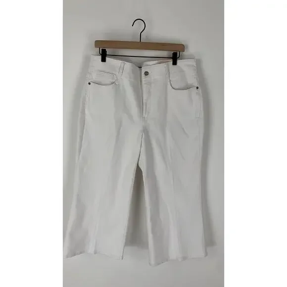 NYDJ Cool Embrace Wide Leg Denim Crop Jeans Optic White Womens Plus Size 14 New